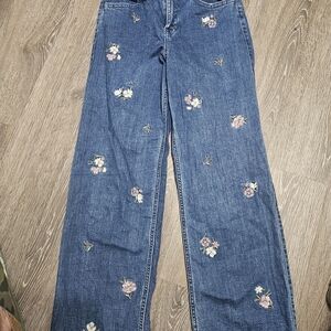 Abercrombie Kids Blue Floral Wide Leg Jeans